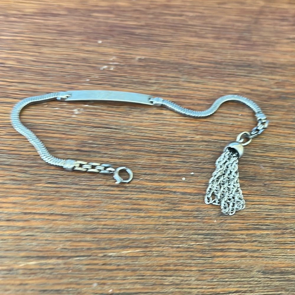 ELCO bracelet bar with tassel sterling silver ID type, stamped 925 silver